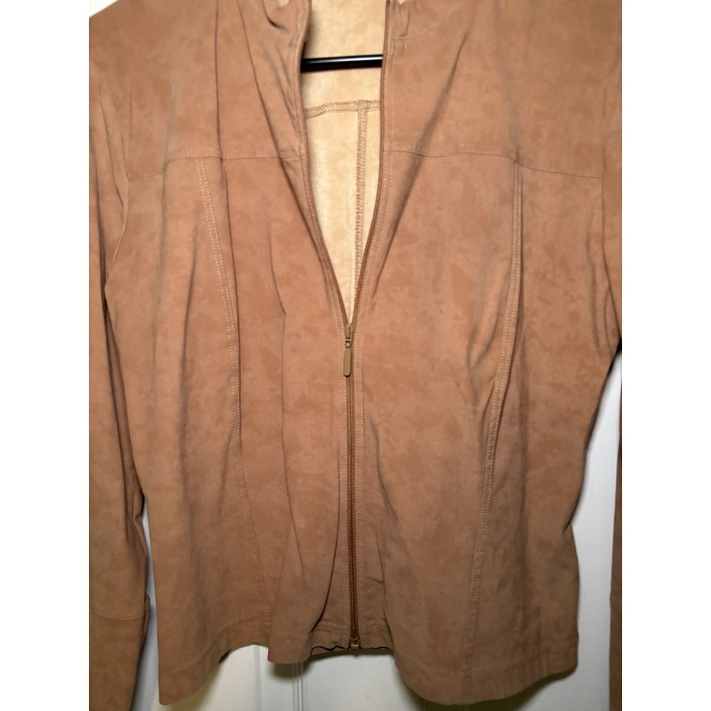 Casail Women's Brown Suede Jacket Size Medium Zipper Front - Picture 2 of 4
